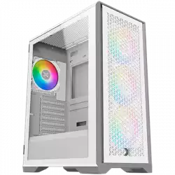 LUX S Arctic EN48298 White, ATX/M-ATX/Mini ITX, U3x1+U2x2, Metal Vents FP & Left TG, 4PCS X24A Arctic Fan & Galaxy II Arctic Fan Control Kit