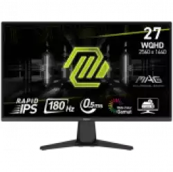 Монитор MSI MAG 275QF Gaming, 27" 180Hz, WQHD (2560x1440) 16:9, Rapid IPS Anti-glare, 0.5ms, 300nits, 1000:1, 178&deg;/178&deg;, Adaptive-Sync, Adjustable Stand, 1x DP, 2x HDMI, 3Y Warranty                          