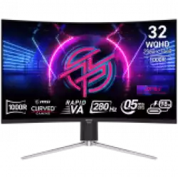 Монитор MSI MPG 325CQRXF Gaming, 31.5" 280Hz, WQHD (2560x1440) 16:9, Rapid VA, Anti-glare, 0.5ms, 350nits, 3200:1, 178/178, 1000R Curve, Adaptive Sync, DisplayHDR 400, Adjustable Stand, 1x DP, 1x HDMI, 1x Type-C 98W, USB Hub, 3Y Warranty