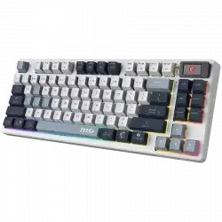 MSI FORGE GK600 TKL WIRELESS SKY - Hot-Swappable Mechanical Switches, PBT Keycaps, Sound-Dampening Foam and Gaskets, Integrated Display, RGB LED, 2.4GHz, BT, USB-C                          
