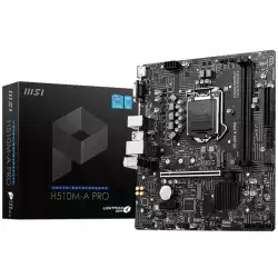 MSI H510M-A PRO,mATX,Socket 1200,Intel® H510 Chipset,Dual Channel DDR4 3200(MAX) MHz,1x PCIe x16 slot,1x HDMI 2.0b,1x VGA port,1x M.2 slot,2xUSB 3.2 Gen 1,2xUSB 2.0,Audio - 7.1,1Gbps LAN