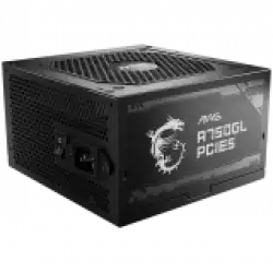MSI MAG A750GL PCIE5, 750W, 80 Plus Gold, ATX Form Factor, 100~240 Vac Input Voltage, 47Hz ~ 63Hz Input Frequency, 120 mm Fan, 140 x 150 x 86mm, Active PFC, OCP, OVP, OPP, OTP, SCP, UVP, ATX, 2xEPS, 4XPCi-E, 8xSATA, 4xMOLEX, 1xFDD, 7Y