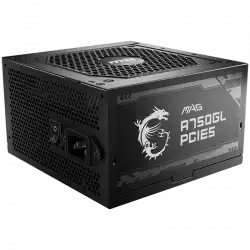 MSI MAG A750GL PCIE5, 750W, 80 Plus Gold, ATX Form Factor, 100~240 Vac Input Voltage, 47Hz ~ 63Hz Input Frequency, 120 mm Fan, 140 x 150 x 86mm, Active PFC, OCP, OVP, OPP, OTP, SCP, UVP, ATX, 2xEPS, 4XPCi-E, 8xSATA, 4xMOLEX, 1xFDD, 7Y