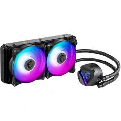 MSI MAG CORELIQUID 240R, AIO ARGB CPU Liquid Cooler, 240mm Radiator - Dual 120mm ARGB PWM Fans, Intel 1150/1151/1155/1156/1200/1366/2011/2011-3/2066; AMD AM4/FM2+/FM2/FM1/AM3+/AM3/AM2+/AM2 500~2000 RPM, 274 x 120 x 27mm, Aluminum Radiator