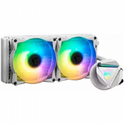 MSI MAG CORELIQUID 240R V2 White Liquid Cooler, 2x 120mm ARGB 2000rpm PWM Fans, ARGB Block, Radiator Pump Design, Rotatable Blockhead, Intel LGA 115x/1200/1700/1366/2011/2066, AMD AM5/AM4/FM2+/FM2/FM1/AM3+/AM3/AM2+/AM2, 3Y Warranty