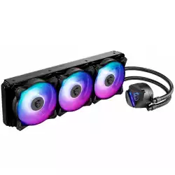 MSI MAG CORELIQUID 360R, AIO ARGB CPU Liquid Cooler, 360mm Radiator - Triple 120mm RGB PWM Fans, Intel 1150/1151/1155/1156/1200/1366/2011/2011-3/2066; AMD AM4/FM2+/FM2/FM1/AM3+/AM3/AM2+/AM2/TR4/sTRX4/SP3, 500~2000 RPM, 394x120x27mm, Aluminum Radiator