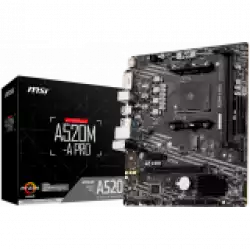 MSI Main Board Desktop A520M (AM4, 2xDDR4, 1xPCI-Ex16, 1xPCI-Ex1, M.2, 4xSATA3, 6xUSB3.2 Gen1, 6xUSB2.0, HD Audio, DVI-D, HDMI, GLAN) mATX Retail