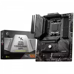 MSI Main Board Desktop MAG B650 TOMAHAWK WIFI (AM5,4x DDR5,HDMI,DP,2x PCI-E x16,1x PCI-E x1,3xM.2,6xSATA 6G,6x USB 2.0,6x USB 3.2 Gen1 Type A,3x USB 3.2 Gen2 Type A,1x USB 3.2 Gen2 Type C,1x USB 3.2 Gen2x2 Type C, 2.5GLAN,Wi-Fi 6E, BT5.2 ATX