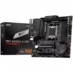 MSI Main Board Desktop PRO B650M-A WIFI (AM5, 4x DDR5, HDMI, DP, 2x PCI-E x16, 2x PCI-E x16, 2x M.2, 4x SATA 6G, 4x USB 2.0, 6x USB 3.2 Gen1 Type A, 4x USB 3.2 Gen2 Type A, 1x USB 3.2 Gen2 Type C, 2.5GLAN, Wi-Fi 6E, BT5.2) mATX