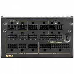 MSI MEG Ai1600T PCIE5 Power Supply 1600W, 80 PLUS Titanium, Dual PCIe 5.1 Cables, ATX 3.1, Software Sync, Mystic Light, 135mm Fan, Fan Stop, OCP/OTP/OPP/SCP/OVP/UVP/SIP/NLO, Interleaved PFC, Braided Cables, Dimensions: 190mmx150mmx86mm, 12Y Warranty