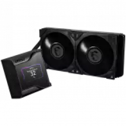 MSI MEG CORELIQUID S280 Liquid Cooler, 2x MEG SILENT GALE P14 1800rpm PWM Fans, 2.4” Customizable IPS Display, VRM Fan, Intel LGA 115x/1200/1700/2011/2066, AMD AM5/AM4/AM3+/AM3/AM2+/AM2/FM2+/FM2/FM1, 5Y Warranty