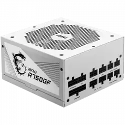 MSI MPG A750GF White Power Supply 750W, 80 PLUS Gold, Japanese capacitors, Fully Modular, Flat Black Cables, 100~240VAC, 47-63HZ, 140mm fan, 160x150x86 mm, ATX, 2xEPS, 6xPCI-E, 8XSATA, 4xMOLEX, FDD, EU plug, 10Y