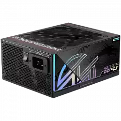 MSI MPG Ai1600TS PCIE5 Power Supply 1600W, 80 PLUS Titanium, Dual PCIe 5.1 Cables, ATX 3.1, Software Sync, 135mm Fan, Fan Stop, OVP/OCP/OTP/OPP/SCP/UVP/SIP/NLO, Braided Cables, Dimensions: 190mmx150mmx86mm, 12Y Warranty