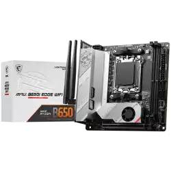 MSI MPG B650I EDGE WIFI, m-ITX, Socket AM5, Dual Channel DDR5 6600+MHz (OC), 1x PCIe x16 slot, 2x M.2 slot, 1x HDMI, 3x USB 3.2 Gen 2, 2x USB 3.2 Gen 1, 1x USB 3.2 Gen2x2 Type C, 7.1 HD Audio, 2.5Gbps LAN, WIFI, BT, 3Y
