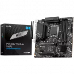 MSI PRO B760M-A WIFI, mATX, Socket 1700, Dual Channel 6800(OC)MHz, 2x PCIe x16 slots, 2x M.2 slots, 2x HDMI, 2x DP, 2x USB 3.2 Gen 2, 2x USB 3.2 Gen 1, 2x USB 2.0, 7.1 HD Audio, 2.5Gbps LAN, WI-FI 6E, BT, 3Y MSI PRO B760M-A WIFI, mATX, Socket 1700, Dual Channel 6800(OC)MHz, 2x PCIe x16 slots, 2x M.2 slots, 2x HDMI, 2x DP, 2x USB 3.2 Gen 2, 2x USB 3.2 Gen 1, 2x USB 2.0, 7.1 HD Audio, 2.5Gbps LAN, WI-FI 6E, BT, 3Y