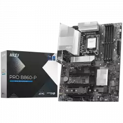 MSI PRO B860-P, ATX, LGA 1851, 4x DDR5 Dual Channel DDR5 up to 8600(OC)MHz, 4x PCIe x16 slot, 3x M.2 slot, 4x USB 2.0, 2x USB 5Gbps, 2x USB 10Gbps, 1x USB 40Gbps Type-C, HDMI, DP, 7.1 HD Audio, 5G LAN, 3Y