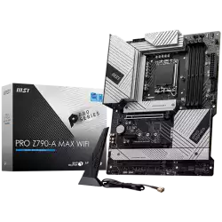 MSI PRO Z790-A MAX WIFI, ATX, Socket 1700, Dual Channel 4xDDR5 7800+(OC)MHz, 3x PCIe x16 slot, 4x M.2 slot, 1x HDMI, 2x USB 3.2 Gen 1, 4x USB 2.0, 1x USB 3.2 Gen 2, 7.1 HD Audio, 2.5Gbps LAN, 3Y