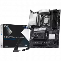MSI PRO Z890-P WIFI6E, LGA 1851, Dual Channel DDR5 up to 9200(OC)MHz, 3x PCIe x16 slots, 4x M.2 slot, 4x USB 2.0, 2x USB 3.2 Gen 1, 1x USB 3.2 Gen 2, 1x USB 3.2 Gen 2 Type-C, 1x HDMI, 1x DP, 5Gbps LAN, WIFI6E, 7.1 Audio, 3Y