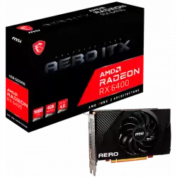 MSI Video Card AMD Radeon RX 6400 AERO ITX 4G, 4GB GDDR6, 64bit, 16000 MHz Effective Memory Clock, Boost: 2321 MHz, 768 Cores, 1x DP, 1x HDMI, 350W Recommended PSU, 3Y