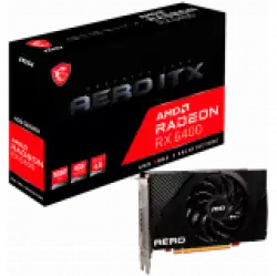 MSI Video Card AMD Radeon RX 6400 AERO ITX 4G, 4GB GDDR6, 64bit, 16000 MHz Effective Memory Clock, Boost: 2321 MHz, 768 Cores, 1x DP, 1x HDMI, 350W Recommended PSU, 3Y
