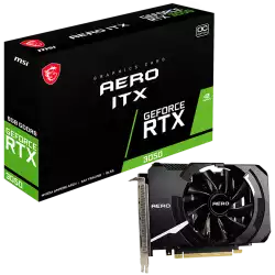 MSI Video Card NVidia GeForce RTX 3050 AERO ITX 8G OC, 8GB GDDR6, 128bit, Effective Memory Clock: 14000MHz, Boost: 1807MHz, 2560 CUDA Cores, PCI-E 4.0 x8, 3x DP, HDMI 2.1, RAY TRACING, 550W Recommended PSU, Backplate, 3Y