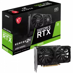 MSI Video Card Nvidia GeForce RTX 3050 VENTUS 2X 6G OC, 6GB GDDR6, 96bit, 14 Gbps Memory speed, Boost: 1492 MHz, 2304 CUDA Cores, PCIe 4.0, 1x DP 1.4a, 2xHDMI 2.1a, RAY TRACING, Dual Fan,  300W Recommended PSU, 3Y