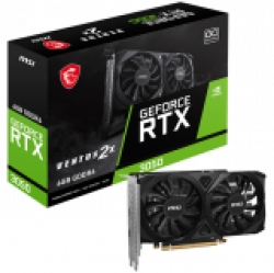 MSI Video Card Nvidia GeForce RTX 3050 VENTUS 2X 6G OC, 6GB GDDR6, 96bit, 14 Gbps Memory speed, Boost: 1492 MHz, 2304 CUDA Cores, PCIe 4.0, 1x DP 1.4a, 2xHDMI 2.1a, RAY TRACING, Dual Fan,  300W Recommended PSU, 3Y