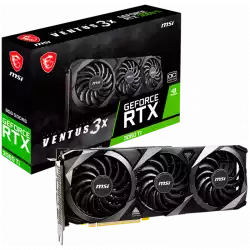 MSI Video Card Nvidia GeForce RTX 3060 Ti VENTUS 3X 8G OC LHR, 8GB GDDR6, 256-bit, 448.0 GB/s, 14000 MHz Effective Memory Clock, Boost: 1695 MHz,  4864 CUDA Cores, PCIe 4.0, 3x DP 1.4 , HDMI 2.1, RAY TRACING, 650W Recommended PSU, LHR, 3Y