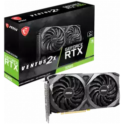MSI Video Card NVidia GeForce RTX 3060 VENTUS 2X 12G, 12GB GDDR6, 192-bit, 360 GB/s, 15 Gbps Effective Memory Clock, 1777 MHz Boost, 3584 CUDA Cores, PCIe 4.0, 3x DisplayPort 1.4a, HDMI 2.1, RAY TRACING, Dual Fan, 550W Recommended PSU, Metal Backplate, 3Y