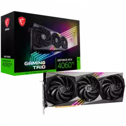 MSI Video Card Nvidia GeForce RTX 4060 Ti GAMING TRIO 8G, 8GB GDDR6, 128bit, Effective Memory Clock: 18000MHz, Boost: 2535 MHz, 4352 CUDA Cores, PCIe 4.0, 3x DP 1.4a, HDMI 2.1a, RAY TRACING, Dual Fan, 1x 8pin, 550W Recommended PSU, 3Y