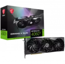 MSI Video Card NVidia GeForce RTX 4060 TI GAMING X SLIM 8G, 8GB GDDR6X, 128-bit, 2670 MHz Boost, 4352 CUDA Cores, PCIe 4.0, 3x DP 1.4a, HDMI 2.1a, RAY TRACING, Triple Fan, 550W Recommended PSU, 3Y