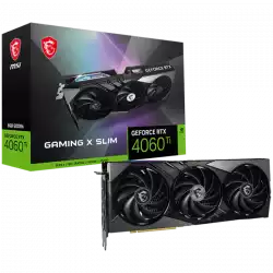 MSI Video Card NVidia GeForce RTX 4060 TI GAMING X SLIM 8G, 8GB GDDR6X, 128-bit, 2670 MHz Boost, 4352 CUDA Cores, PCIe 4.0, 3x DP 1.4a, HDMI 2.1a, RAY TRACING, Triple Fan, 550W Recommended PSU, 3Y
