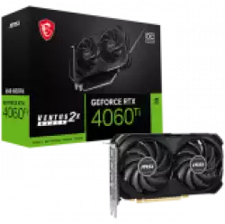 MSI Video Card Nvidia GeForce RTX 4060 Ti VENTUS 2X BLACK 8G OC, 8GB GDDR6, 128bit, Effective Memory Clock: 18000MHz, Boost: 2580 MHz, 4352 CUDA Cores, PCIe 4.0, 3x DP 1.4a, HDMI 2.1a, RAY TRACING, Dual Fan, 1x 8pin, 550W Recommended PSU, 3Y