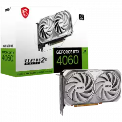 MSI Video Card Nvidia GeForce RTX 4060 VENTUS 2X WHITE 8G, 8GB GDDR6, 128bit, Boost: 2475 MHz, 3072 CUDA Cores, PCIe 4.0, 3x DP 1.4a, HDMI 2.1a, RAY TRACING, Dual Fan, 1x 8pin, 550W Recommended PSU, 3Y MSI Video Card Nvidia GeForce RTX 4060 VENTUS 2X WHITE 8G, 8GB GDDR6, 128bit, Boost: 2475 MHz, 3072 CUDA Cores, PCIe 4.0, 3x DP 1.4a, HDMI 2.1a, RAY TRACING, Dual Fan, 1x 8pin, 550W Recommended PSU, 3Y