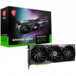MSI Video Card Nvidia GeForce RTX 4070 GAMING SLIM 12G, 12GB GDDR6X, 192bit, Boost: 2490 MHz, 5888 CUDA Cores, PCIe 4.0, 3x DP 1.4a, HDMI 2.1a, RAY TRACING, Triple Fan, 1x 16pin, 650W Recommended PSU, 3Y