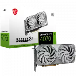 MSI Video Card NVidia GeForce RTX 4070 SUPER 12G VENTUS 2X WHITE OC, 12GB GDDR6X, 192-bit, 2505 MHz Boost, 7168 CUDA Cores, PCIe 4.0, 3x DP 1.4a, HDMI 2.1a, RAY TRACING, Dual Fan, 650W Recommended PSU, 3Y