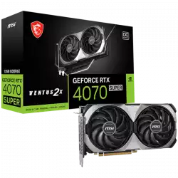 MSI Video Card NVidia GeForce RTX 4070 SUPER 12G VENTUS 2X OC, 12GB GDDR6X, 192-bit, 2505 MHz Boost, 7168 CUDA Cores, PCIe 4.0, 3x DP 1.4a, HDMI 2.1a, RAY TRACING, Dual Fan, 650W Recommended PSU, 3Y