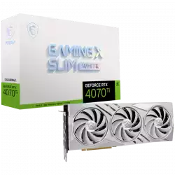 MSI Video Card Nvidia GeForce RTX 4070 Ti GAMING SLIM WHITE 12G, 12GB GDDR6X, 192-bit, 2730 MHz Boost, 7680 CUDA Cores, PCIe 4.0, 3x DP 1.4a, HDMI 2.1a, RAY TRACING, Triple Fan, 700W Recommended PSU, 3Y