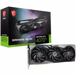 MSI Video Card Nvidia GeForce RTX 4070 TI GAMING SLIM 12G, 12GB GDDR6X, 192bit, Boost: 2610 MHz, 7680 CUDA Cores, PCIe 4.0, 3x DP 1.4a, HDMI 2.1a, RAY TRACING, Triple Fan, 1x 16pin, 700W Recommended PSU, 3Y