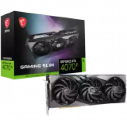 MSI Video Card Nvidia GeForce RTX 4070 TI GAMING SLIM 12G, 12GB GDDR6X, 192bit, Boost: 2610 MHz, 7680 CUDA Cores, PCIe 4.0, 3x DP 1.4a, HDMI 2.1a, RAY TRACING, Triple Fan, 1x 16pin, 700W Recommended PSU, 3Y MSI Video Card Nvidia GeForce RTX 4070 TI GAMING SLIM 12G, 12GB GDDR6X, 192bit, Boost: 2610 MHz, 7680 CUDA Cores, PCIe 4.0, 3x DP 1.4a, HDMI 2.1a, RAY TRACING, Triple Fan, 1x 16pin, 700W Recommended PSU, 3Y