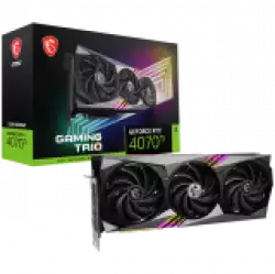 MSI Video Card Nvidia GeForce RTX 4070 Ti GAMING TRIO 12G, 12GB GDDR6X, 192bit, Effective Memory Clock: 21000MHz, Boost: 2610 MHz, 7680 CUDA Cores, PCIe 4.0, 3x DP 1.4a, HDMI 2.1a, RAY TRACING, Triple Fan, 700W Recommended PSU, 3Y MSI Video Card Nvidia GeForce RTX 4070 Ti GAMING TRIO 12G, 12GB GDDR6X, 192bit, Effective Memory Clock: 21000MHz, Boost: 2610 MHz, 7680 CUDA Cores, PCIe 4.0, 3x DP 1.4a, HDMI 2.1a, RAY TRACING, Triple Fan, 700W Recommended PSU, 3Y