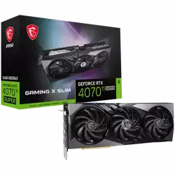 MSI Video Card Nvidia GeForce RTX 4070 Ti SUPER 16G GAMING SLIM, 16GB GDDR6X, 256-bit, 21 Gbps Effective Memory Clock, 2670 MHz Boost, 8448 CUDA Cores, 3x DisplayPort 1.4a, HDMI 2.1, RAY TRACING, Triple Fan, 700W Recommended PSU, 3Y