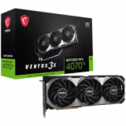 MSI Video Card Nvidia GeForce RTX 4070 Ti VENTUS 3X E1 12G OC, 12GB GDDR6X, 192-bit, 2640 MHz Boost, 7680 CUDA Cores, 21 Gbps, PCIe 4.0, 3x DP 1.4a, HDMI 2.1a, RAY TRACING, Triple Fan, 700W Recommended PSU, 3Y