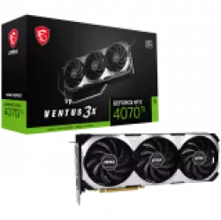 MSI Video Card Nvidia GeForce RTX 4070 Ti VENTUS 3X 12G OC, 12GB GDDR6X, 192bit, Effective Memory Clock: 21000MHz, Boost: 2640 MHz, 7680 CUDA Cores, PCIe 4.0, 3x DP 1.4a, HDMI 2.1a, RAY TRACING, Triple Fan, 700W Recommended PSU, 3Y