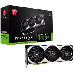 MSI Video Card Nvidia GeForce RTX 4070 Ti VENTUS 3X 12G OC, 12GB GDDR6X, 192bit, Effective Memory Clock: 21000MHz, Boost: 2640 MHz, 7680 CUDA Cores, PCIe 4.0, 3x DP 1.4a, HDMI 2.1a, RAY TRACING, Triple Fan, 700W Recommended PSU, 3Y MSI Video Card Nvidia GeForce RTX 4070 Ti VENTUS 3X 12G OC, 12GB GDDR6X, 192bit, Effective Memory Clock: 21000MHz, Boost: 2640 MHz, 7680 CUDA Cores, PCIe 4.0, 3x DP 1.4a, HDMI 2.1a, RAY TRACING, Triple Fan, 700W Recommended PSU, 3Y