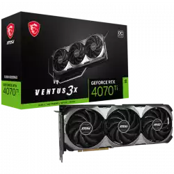 MSI Video Card Nvidia GeForce RTX 4070 Ti VENTUS 3X E1 12G OC, 12GB GDDR6X, 192-bit, 2640 MHz Boost, 7680 CUDA Cores, 21 Gbps, PCIe 4.0, 3x DP 1.4a, HDMI 2.1a, RAY TRACING, Triple Fan, 700W Recommended PSU, 3Y