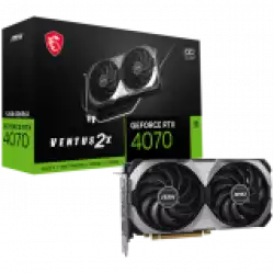 MSI Video Card Nvidia GeForce RTX 4070 VENTUS 2X E 12G OC, 12GB GDDR6X, 192bit, Effective Memory Clock: 21000MHz, Boost: 2505 MHz, 5888 CUDA Cores, PCIe 4.0, 3x DP 1.4a, HDMI 2.1a, RAY TRACING, Dual Fan, 1x8pin, 650W Recommended PSU, 3Y MSI Video Card Nvidia GeForce RTX 4070 VENTUS 2X E 12G OC, 12GB GDDR6X, 192bit, Effective Memory Clock: 21000MHz, Boost: 2505 MHz, 5888 CUDA Cores, PCIe 4.0, 3x DP 1.4a, HDMI 2.1a, RAY TRACING, Dual Fan, 1x8pin, 650W Recommended PSU, 3Y