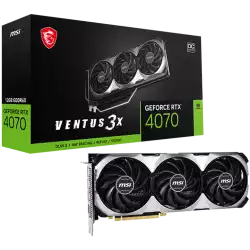 MSI Video Card Nvidia GeForce RTX 4070 VENTUS 3X 12G OC, 12GB GDDR6X, 192bit, Effective Memory Clock: 21000MHz, Boost: 2520 MHz, 5888 CUDA Cores, PCIe 4.0, 3x DP 1.4a, HDMI 2.1a, RAY TRACING, Triple Fan, 1x8pin, 650W Recommended PSU, 3Y