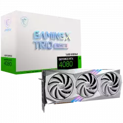 MSI Video Card Nvidia GeForce RTX 4080 16GB GAMING X TRIO WHITE, 16GB GDDR6X, 256bit, Effective Memory Clock: 22400MHz, Boost: 2595 MHz, 9728 CUDA Cores, PCIe 4.0, 3x DP 1.4a, HDMI 2.1a, RAY TRACING, Triple Fan, 850W Recommended PSU, 3Y