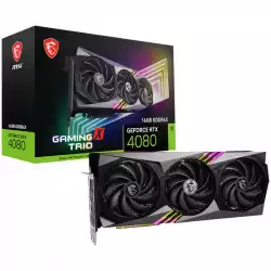 MSI Video Card Nvidia GeForce RTX 4080 16GB GAMING X TRIO, 16GB GDDR6X, 256bit, Effective Memory Clock: 22400MHz, Boost: 2595 MHz, 9728 CUDA Cores, PCIe 4.0, 3x DP 1.4a, HDMI 2.1a, RAY TRACING, Triple Fan, 850W Recommended PSU, 3Y
